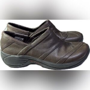 Merrell Encore Eclipse Slip On Clogs Shoes Women’s 6.5 Brown Leather OrthoLite
